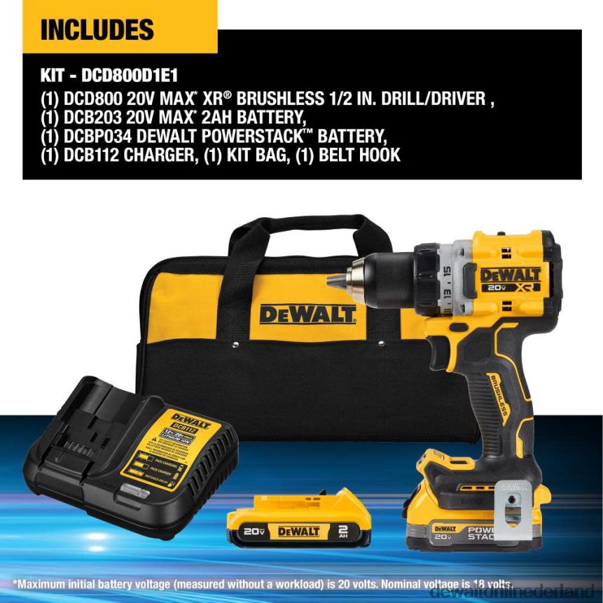Dewalt Boormachine Z6ZND024 | DEWALT 20v xr compacte boormachine met powerstack hulpmiddelen