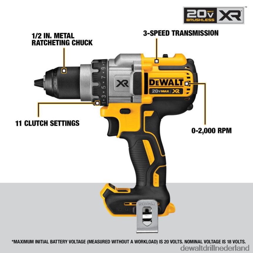 Dewalt Boormachine Z6ZND028 | DEWALT dcd991b - 20v max xr lithium-ion borstelloze boormachine/schroevendraaier met 3 versnellingen (zonder gereedschap) hulpmiddelen
