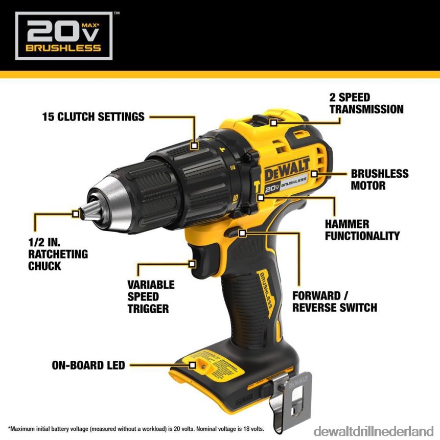 Dewalt Boormachine Z6ZND055 | DEWALT 20v max. borstelloze draadloze 1/2 inch hamerboorset hulpmiddelen