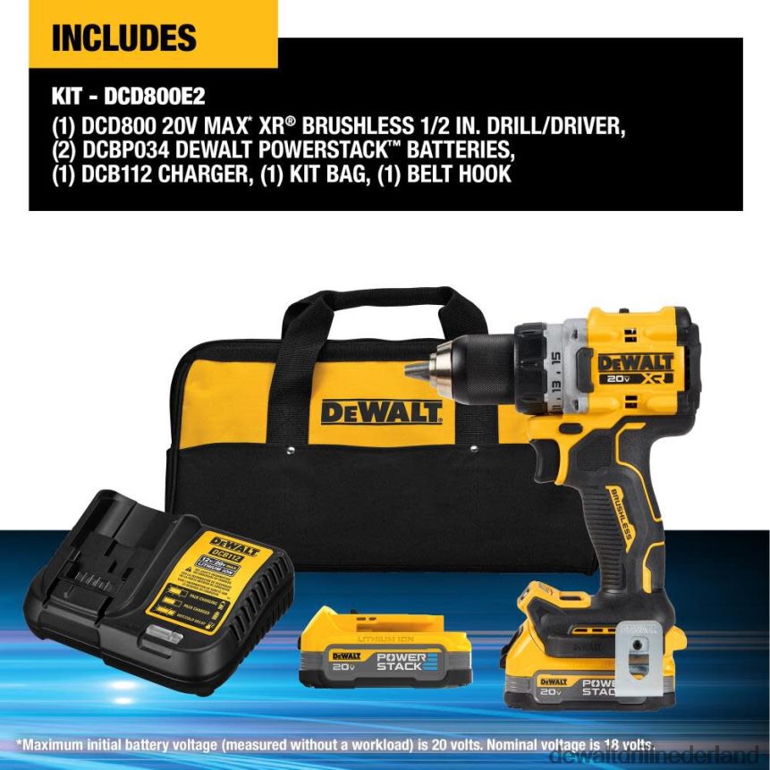 Dewalt Boormachine Z6ZND056 | DEWALT 20v max xr borstelloze draadloze boor-/schroevendraaierset van 1/2 inch hulpmiddelen