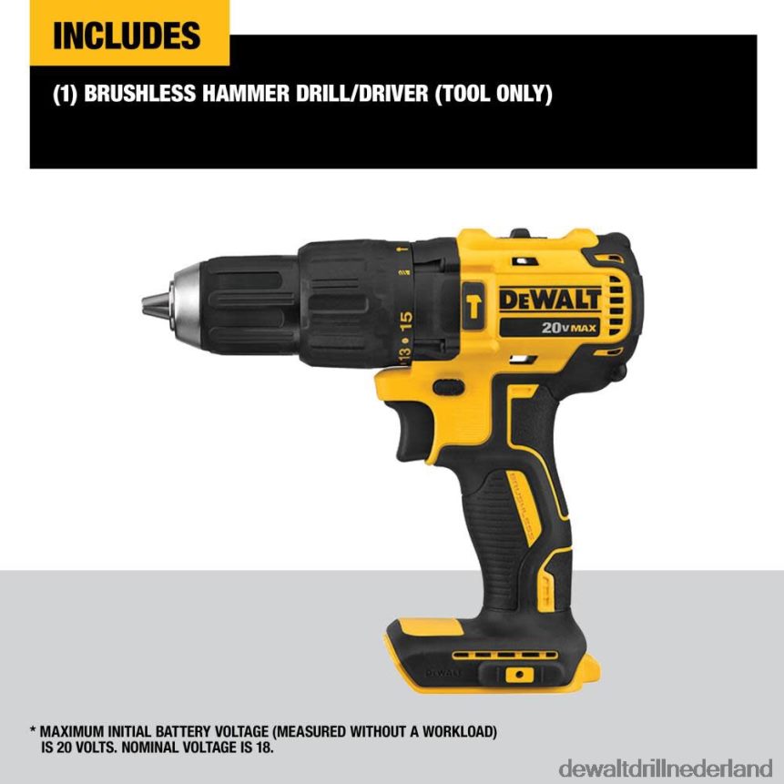 Dewalt Boormachine Z6ZND0130 | DEWALT 20 V max. borstelloze draadloze 1/2 inch boorhamer/schroevendraaier (zonder gereedschap) hulpmiddelen