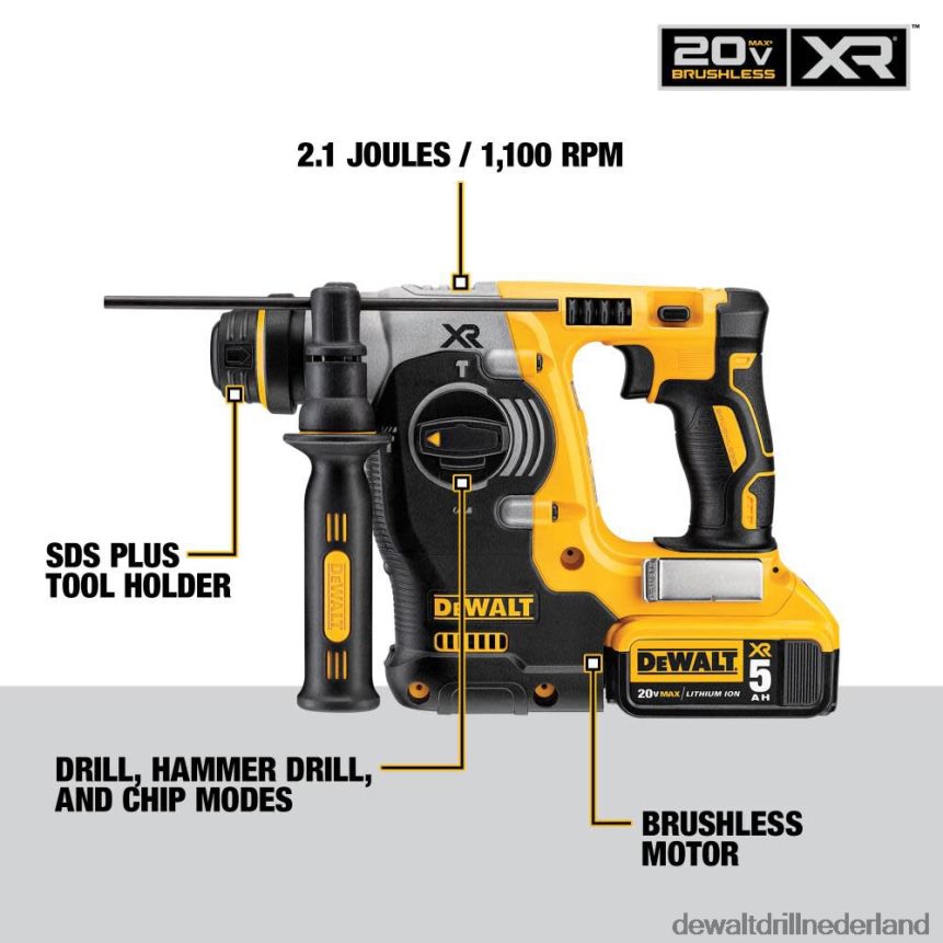 Dewalt Boormachine Z6ZND053 | DEWALT 20v max xr borstelloze 1-in l-vormige sds plus boorhamerset hulpmiddelen