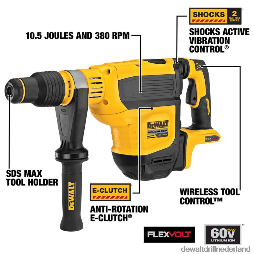 Dewalt Boormachine Z6ZND066 | DEWALT 60v max 1-3/4in sds max borstelloze combinatieboorhamer (zonder gereedschap) hulpmiddelen