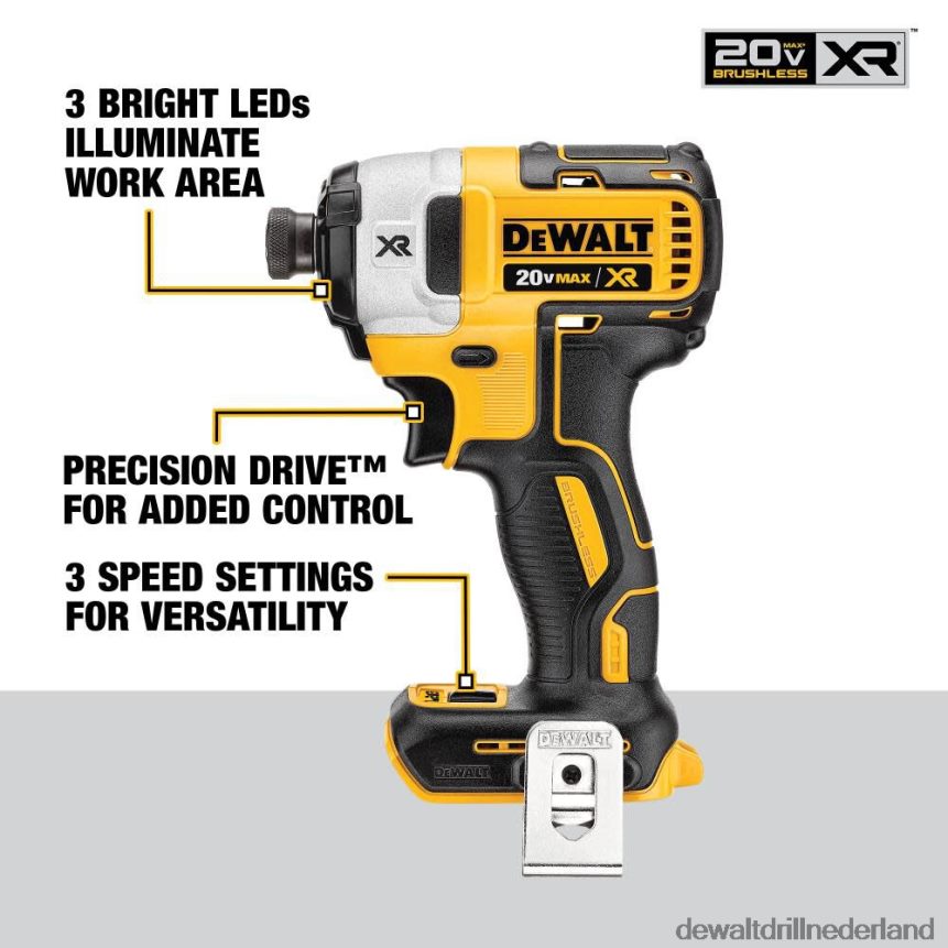 Dewalt Nederland Z6ZND047 | DEWALT 20v max xr borstelloze 1/4-inch slagschroevendraaier met 3 snelheden (zonder gereedschap) hulpmiddelen