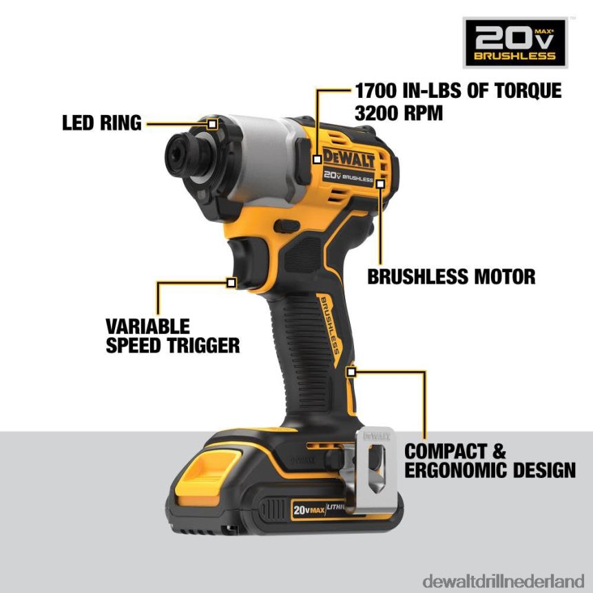 Dewalt Nederland Z6ZND085 | DEWALT 20v max 1/4in slagschroevendraaierset borstelloos draadloos hulpmiddelen