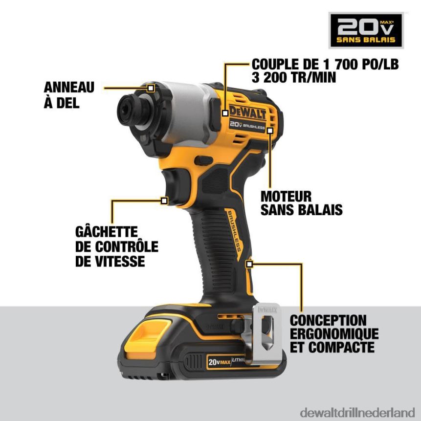 Dewalt Nederland Z6ZND085 | DEWALT 20v max 1/4in slagschroevendraaierset borstelloos draadloos hulpmiddelen