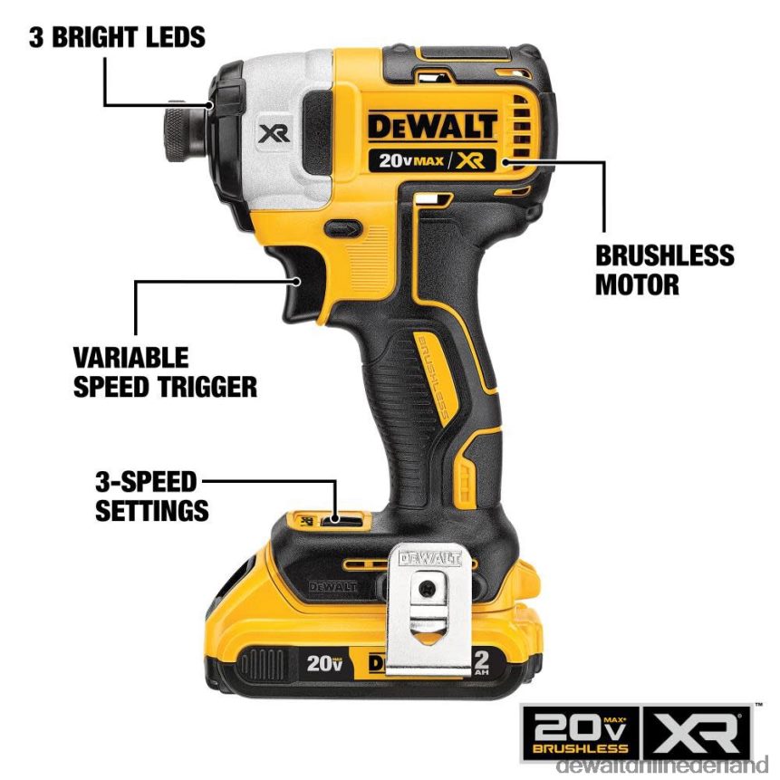 Dewalt Nederland Z6ZND091 | DEWALT 20 v max xr borstelloze slagschroevendraaier van 1/4 inch met 3 snelheden hulpmiddelen