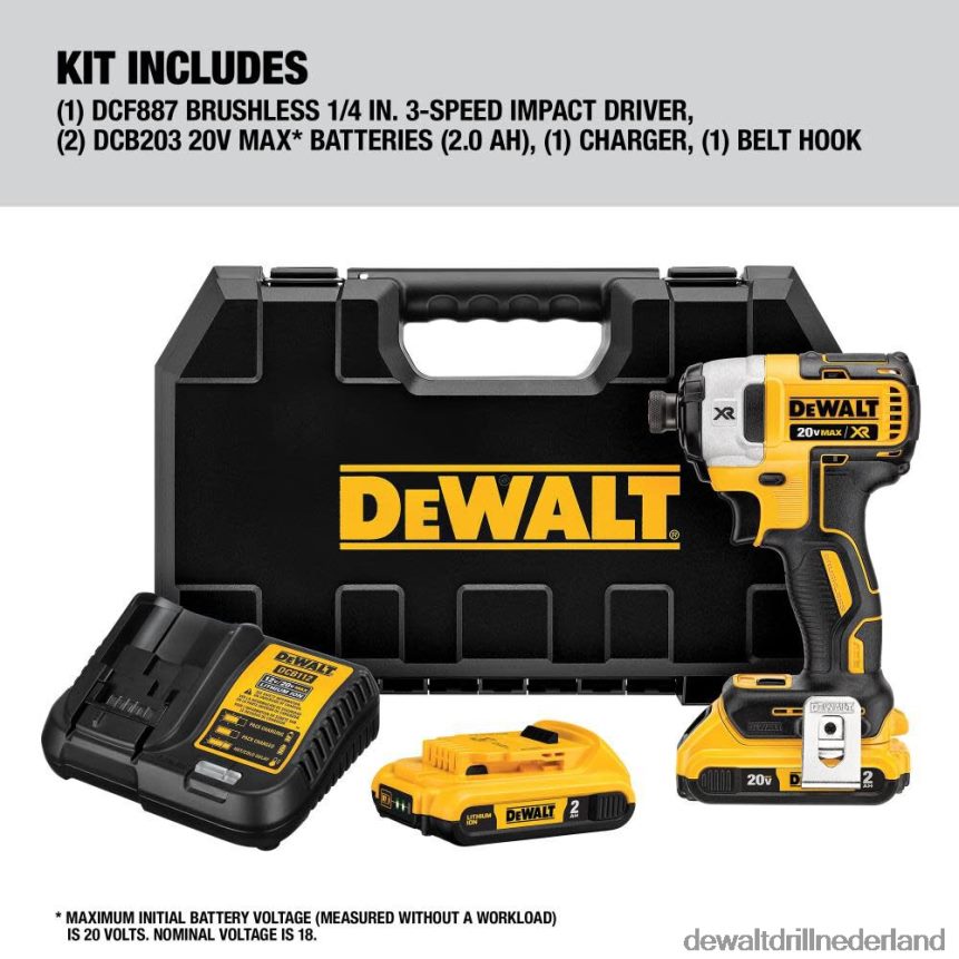 Dewalt Nederland Z6ZND091 | DEWALT 20 v max xr borstelloze slagschroevendraaier van 1/4 inch met 3 snelheden hulpmiddelen
