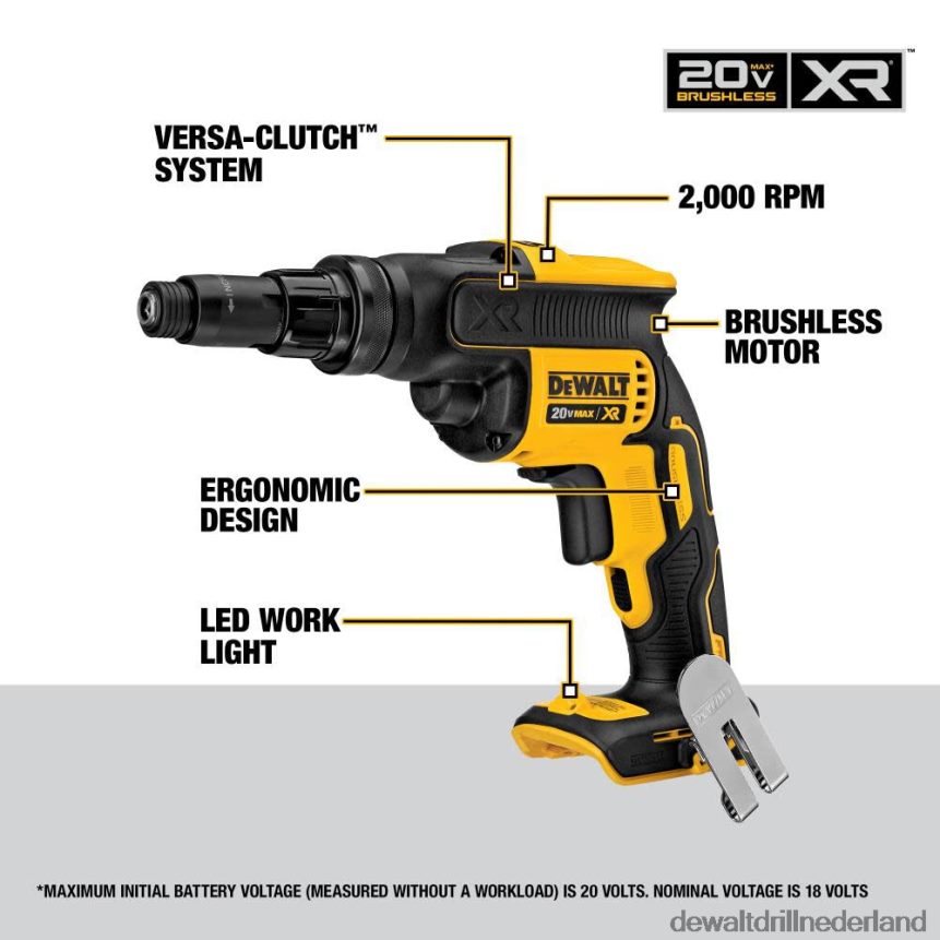 Dewalt Nederland Z6ZND041 | DEWALT 20 v max xr schroefpistool met verstelbare koppel en versa-koppeling (zonder gereedschap) hulpmiddelen